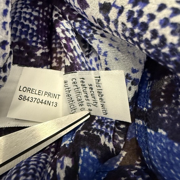 Diane Von Furstenberg Lorelei top women's 4 blue snake nature boho colorful blue - Picture 13 of 13